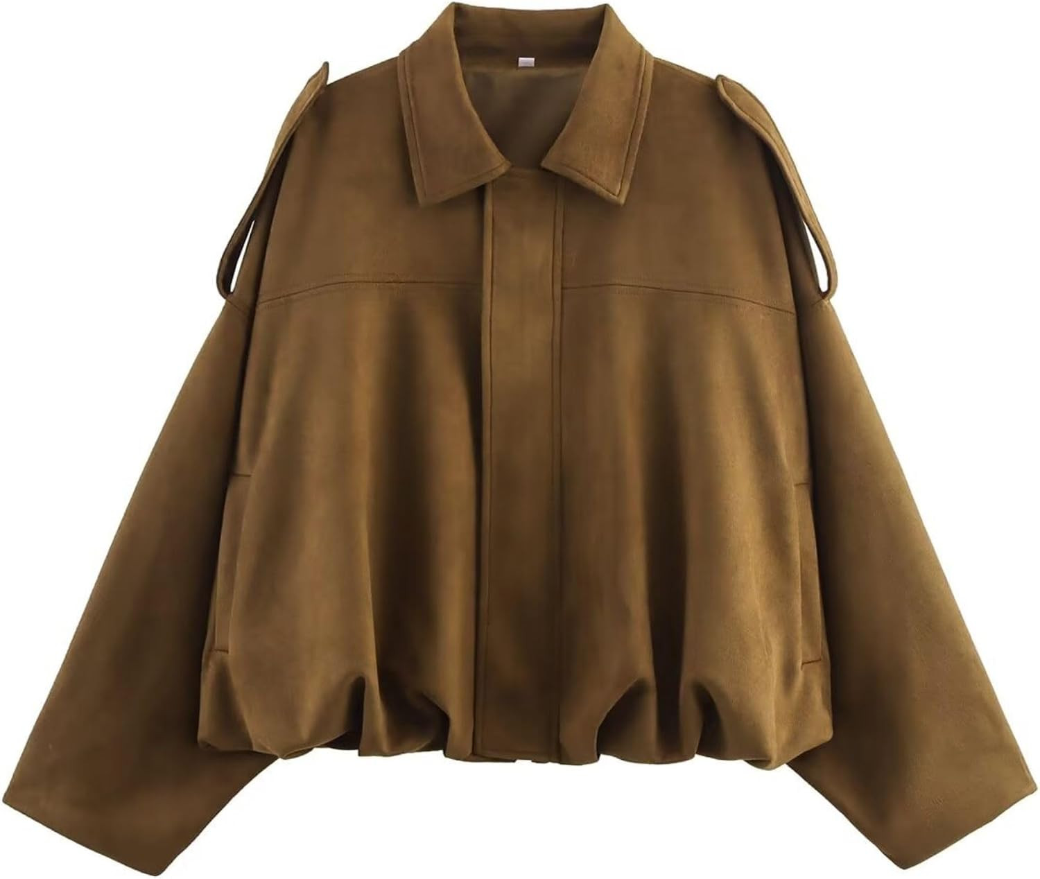 Xunger Women's Faux Suede Bomber Jacket Spring Lapel Pilot Coat Casual Oversized Long Sleeves Trendy Streetwear Outerwear | Amazon (US)