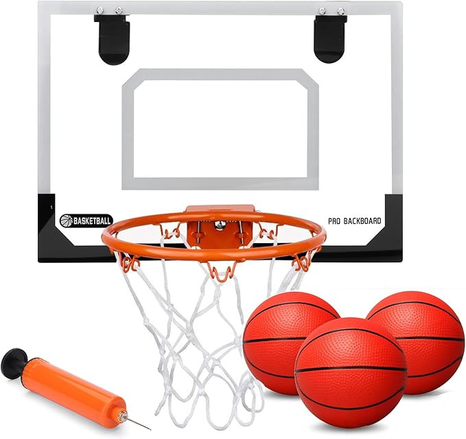 Mini Indoor Basketball Hoop for Door, Over Door Basketball Hoop for Kids Adults with Large 9 Inch... | Amazon (US)