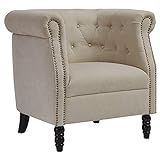 Benjara Traditional Style Chesterfield Accent Chair with Button Tufting, Beige | Amazon (US)