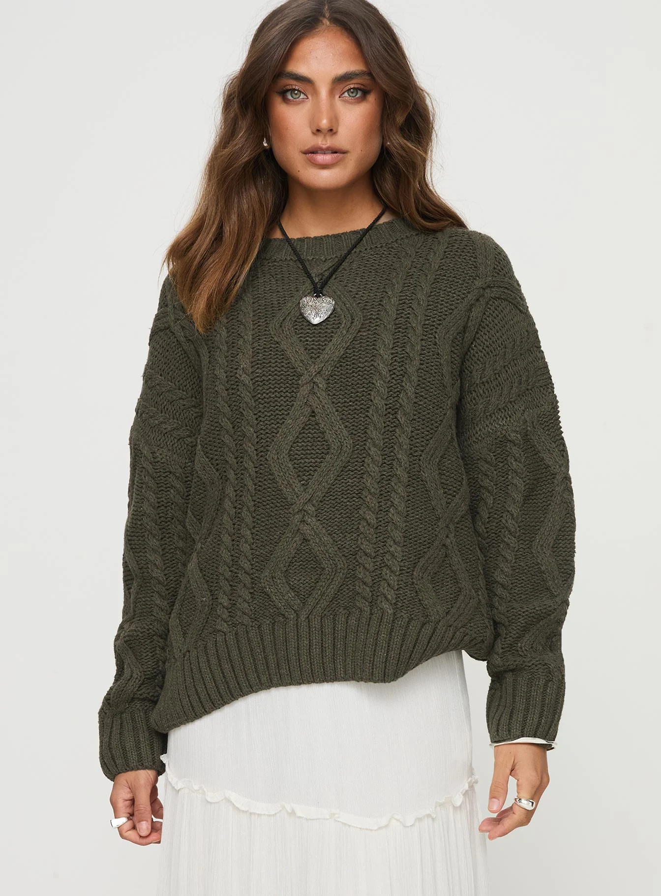 Anaya Oversized Sweater Olive | Princess Polly US