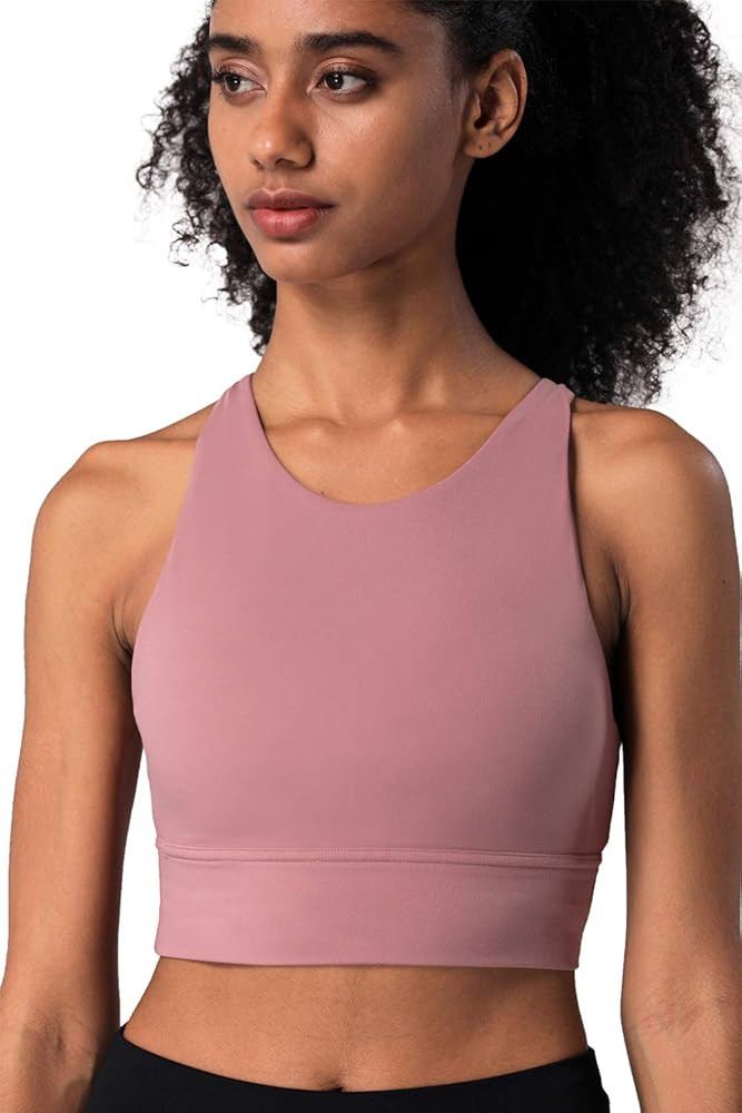 Lemedy Women Strappy Sports Bras Padded Medium Support Yoga Workout Tank Top | Amazon (US)
