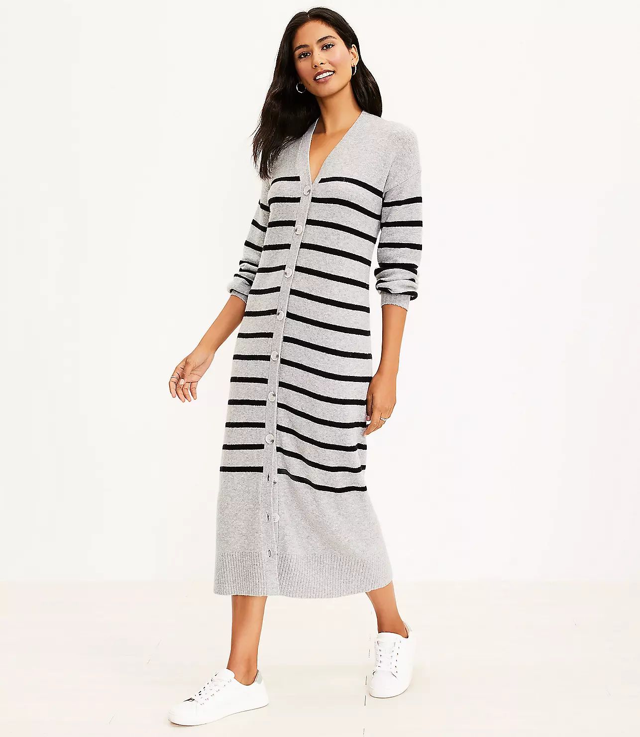 Striped Cardigan Midi Dress | LOFT