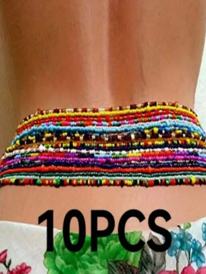 10Pcs/Set Boho Elastic Seed Beads Waist Belly Belt Chains Women Summer Bikini Sexy Aesthetic Body Jewelry Accessories | SHEIN