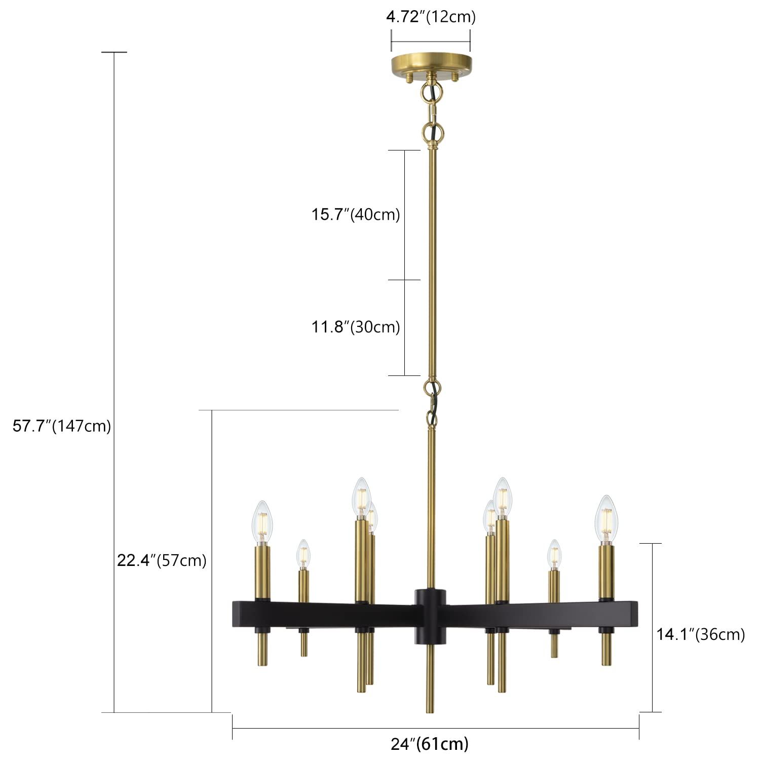 TOCHIC Black-Gold Metal Farmhouse Chandelier, 8 Light Cross Chandelier Candle Pandent Light for E... | Amazon (US)