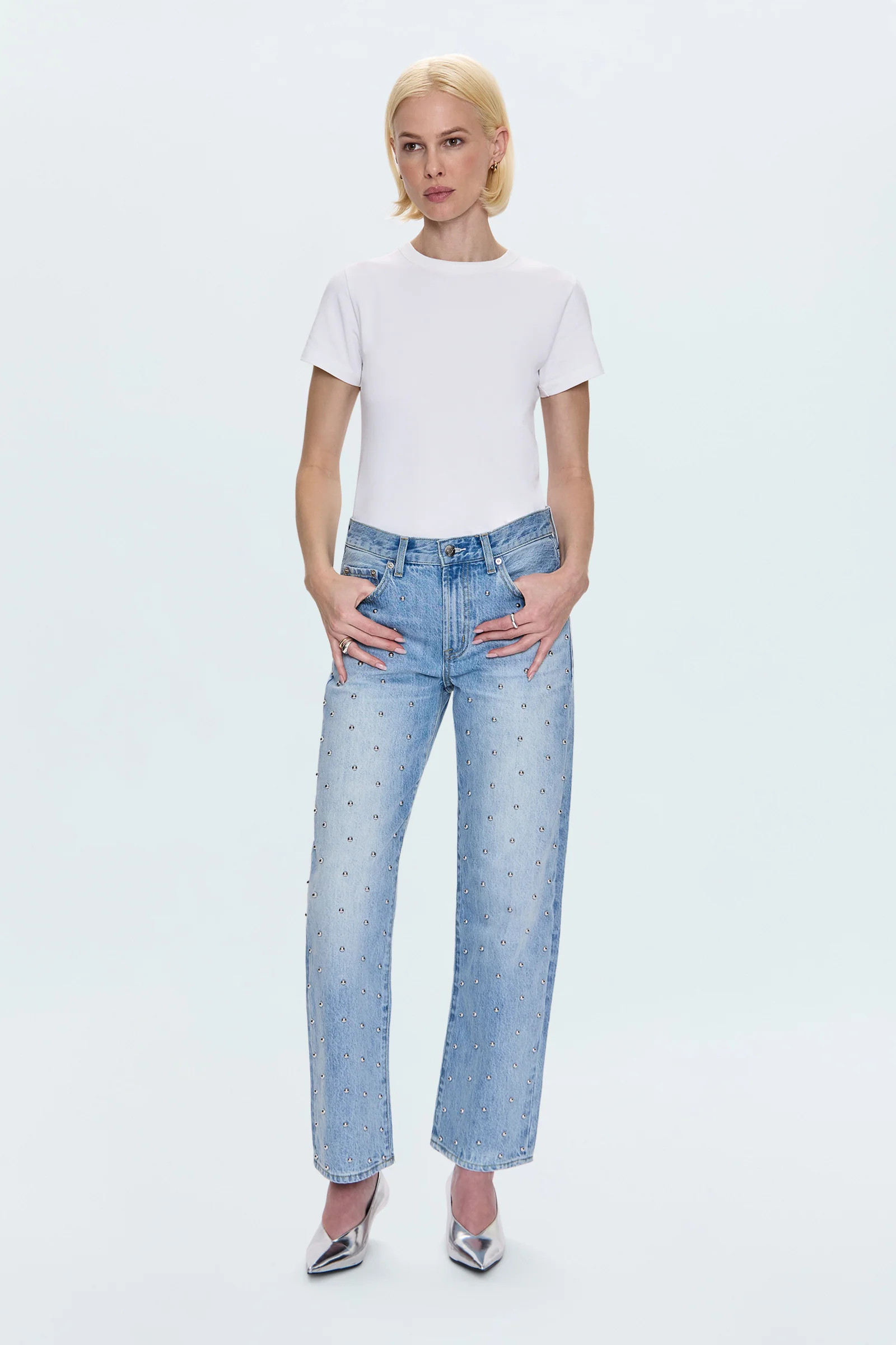 Lexi Mid Rise Bowed Straight Jean - Aries | Pistola Denim