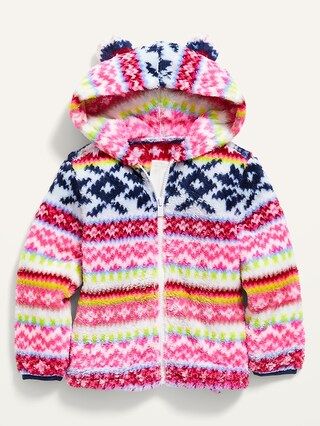 Fair Isle Hooded Sherpa Critter Jacket for Toddler Girls | Old Navy (US)