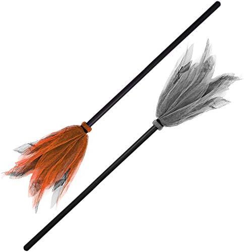 URATOT 2 Pieces Halloween Witch Broom Plastic Witch Broom Props 2 Colors Witch Broom Party Decora... | Amazon (US)