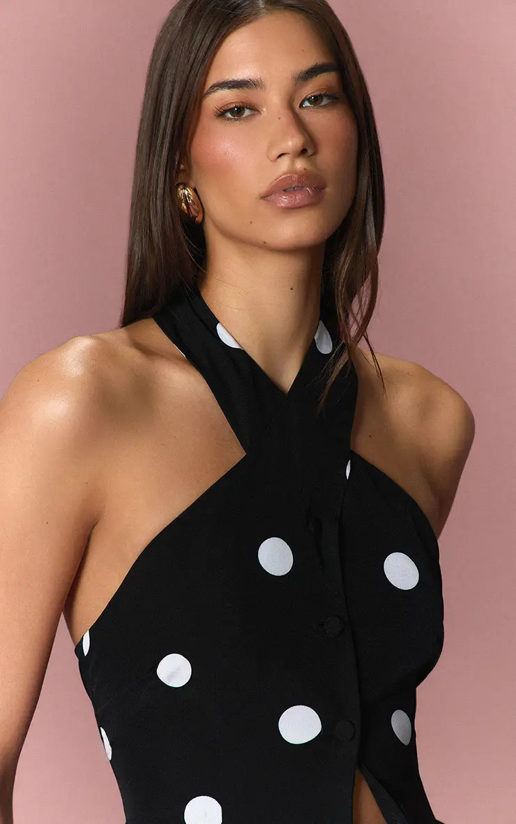 Black Polka Dot Waistcoat | PrettyLittleThing USA | PrettyLittleThing US