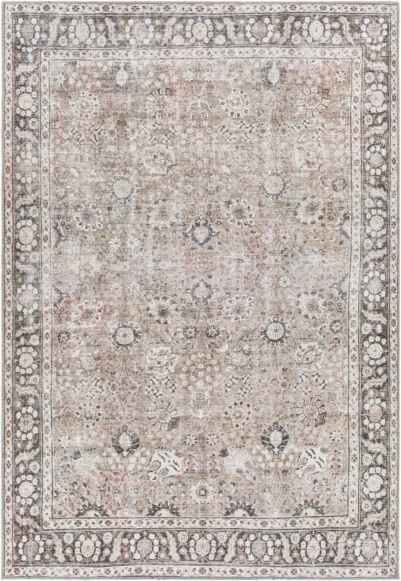 Brown Ganyangan Vintage Washable Area Rug | Boutique Rugs
