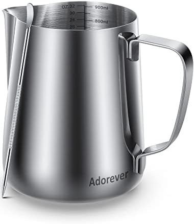 Milk Frothing Pitcher, 32oz Steaming Pitcher Stainless Steel Espresso Machine Accessories for Cof... | Amazon (US)
