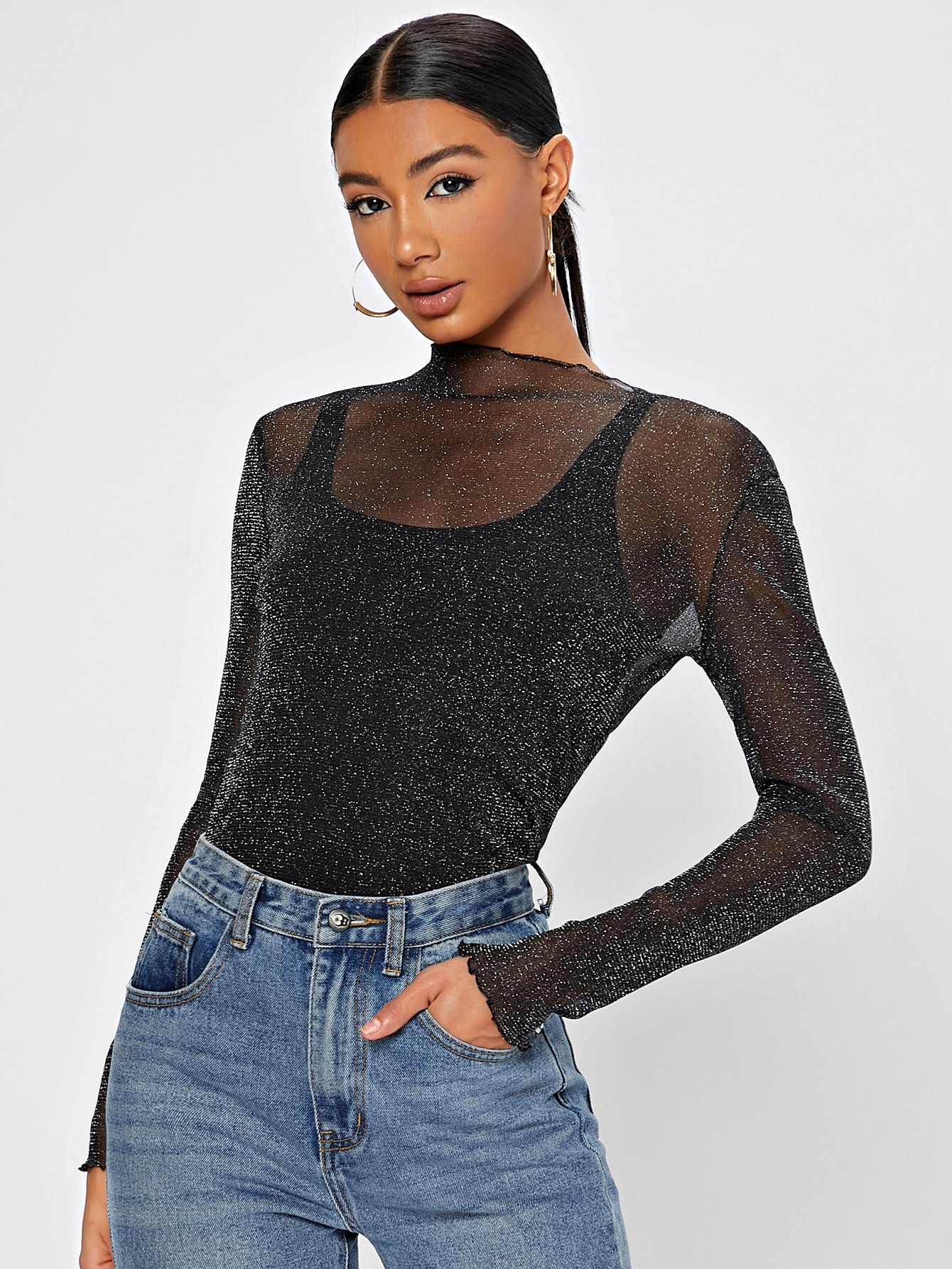 SHEIN Tall Sexy Vlak Dame top Plooiingen Zeeg | SHEIN