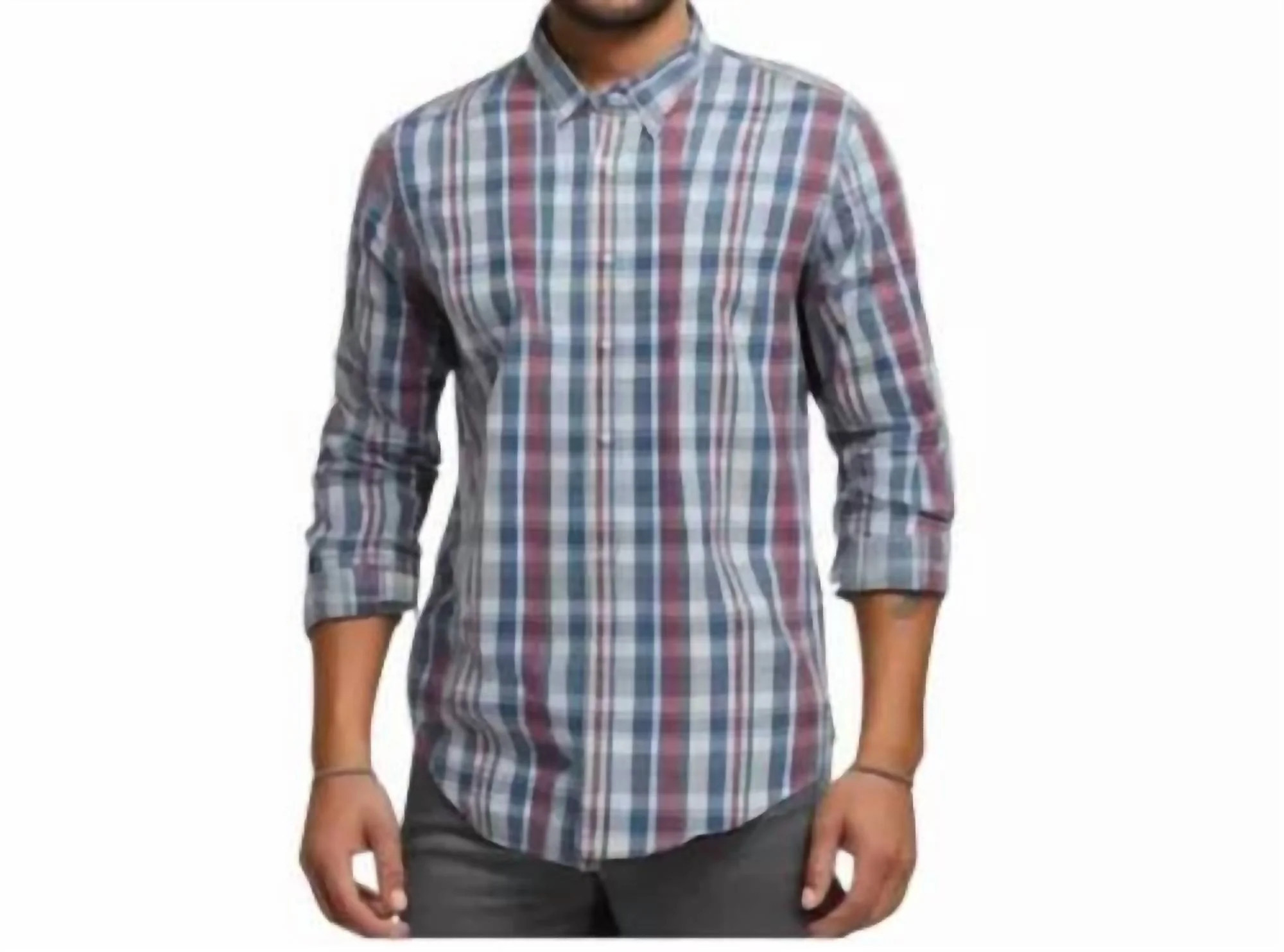Plaid Flex Casual Shirt In Blue Multi | Shop Simon
