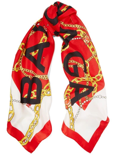 Balenciaga - Printed Silk-twill Scarf - Red | NET-A-PORTER (US)