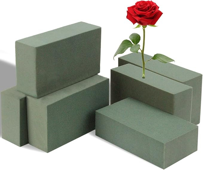 6 Pcs Floral Foam Blocks, 5.5"L x 3.1"W x 1.7"H Plant Foam, Green Dry & Wet Flower Foam for Fresh... | Amazon (US)