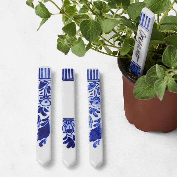 Blue & White Ceramic Plant Markers | Williams-Sonoma