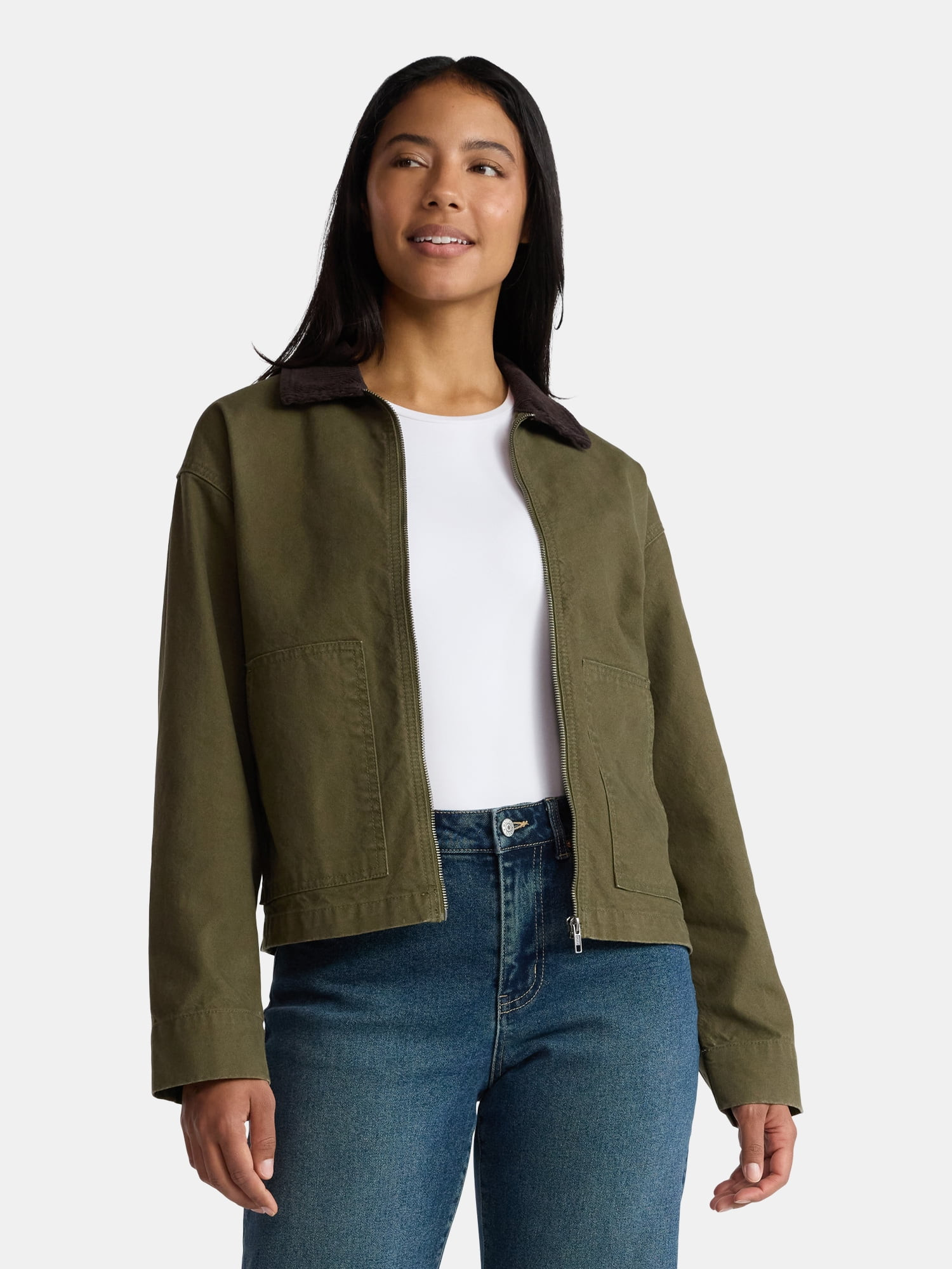Madden NYC Women's Cotton Canvas Utility Jacket, Sizes XXS-XXL - Walmart.com | Walmart (US)