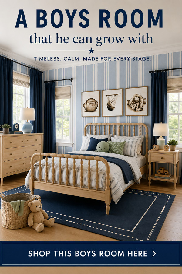 Create a timeless boys room that grows with him from toddler years through the teen years