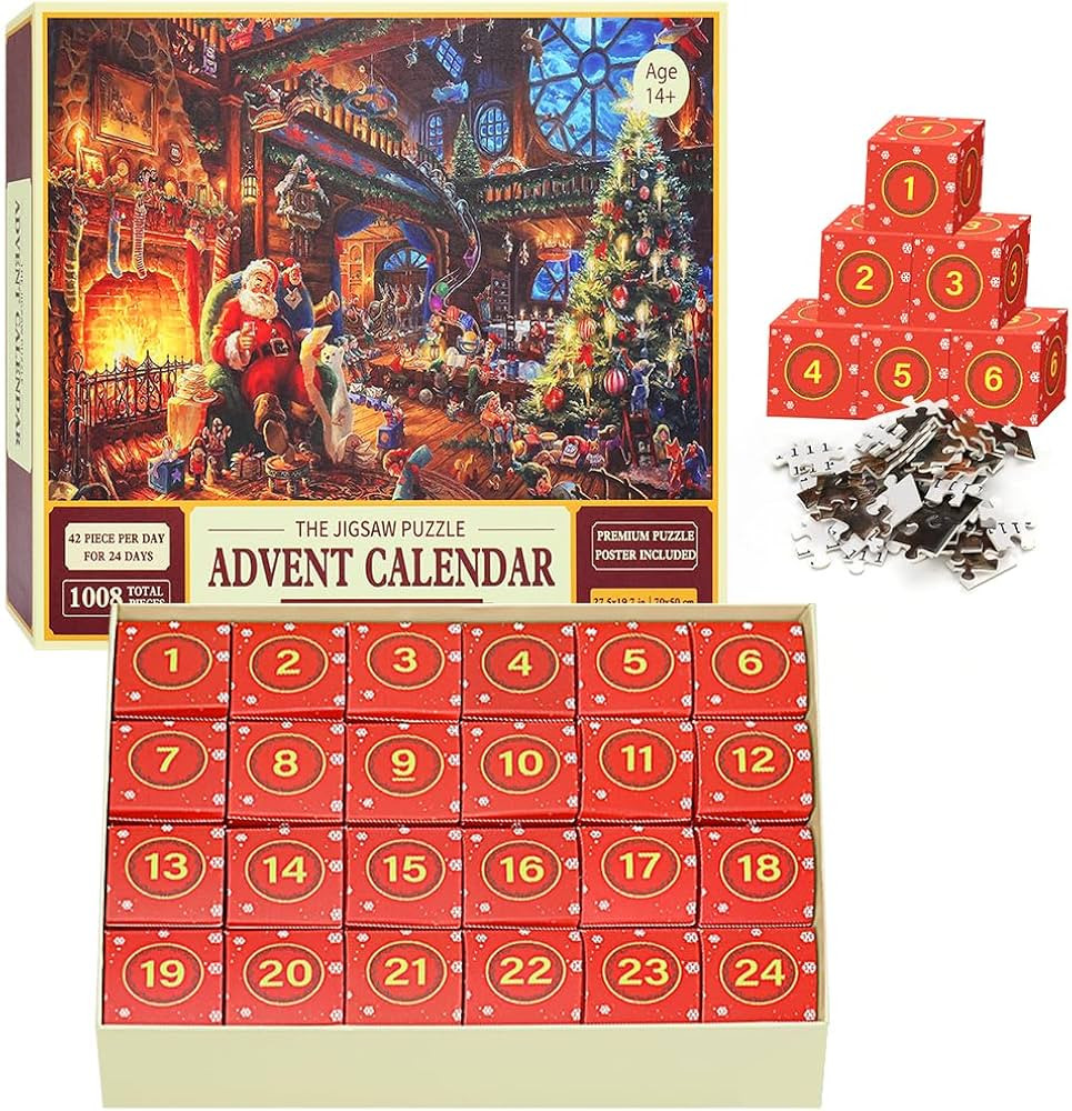 Puzzle Advent Calendar, 2024 Jigsaw Puzzle 1008 Pcs 24 Days Countdown Calendar,Santa's Surprise,F... | Amazon (US)