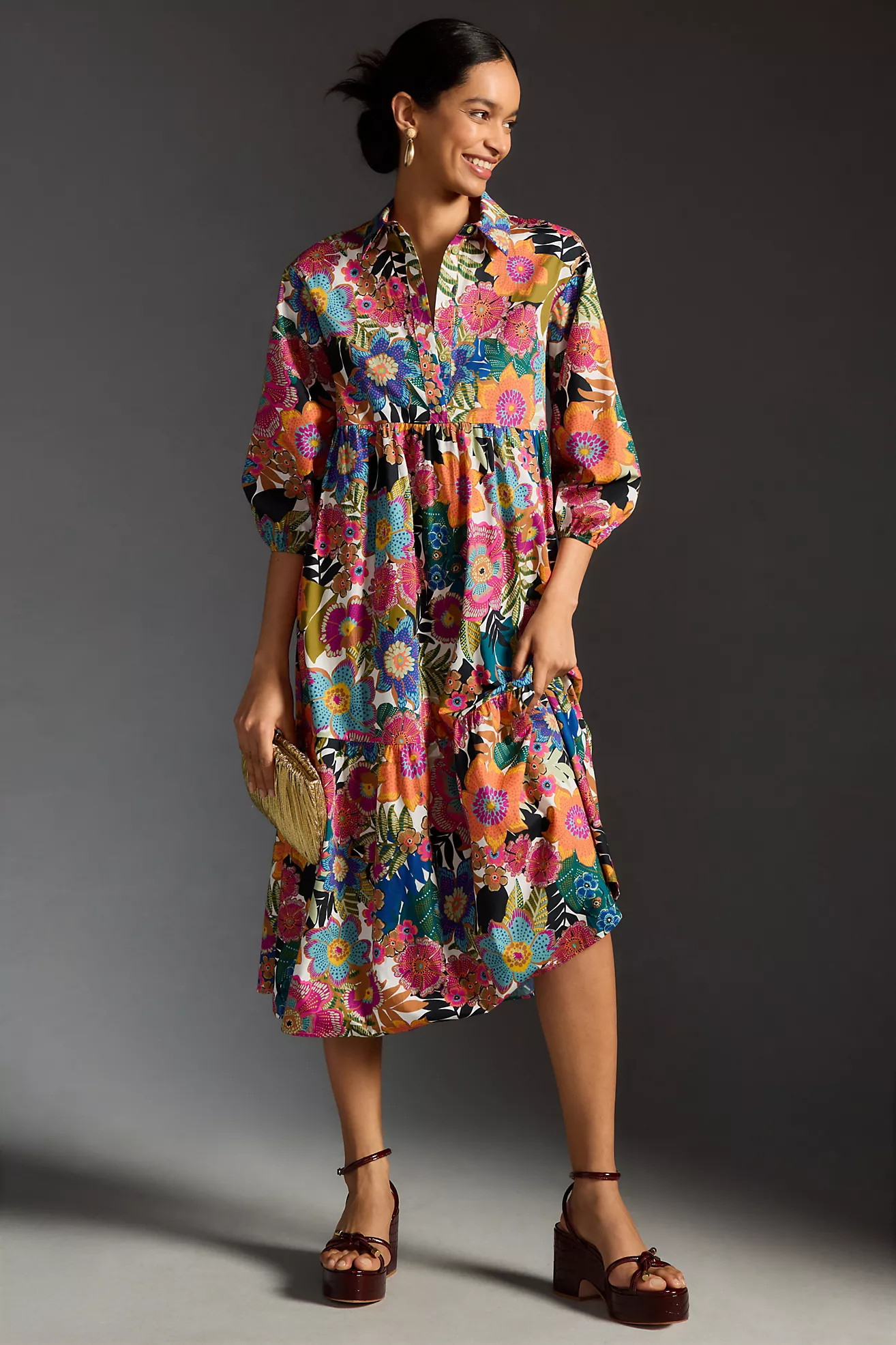 The Bettina Tiered Shirt Dress by Maeve | Anthropologie (US)