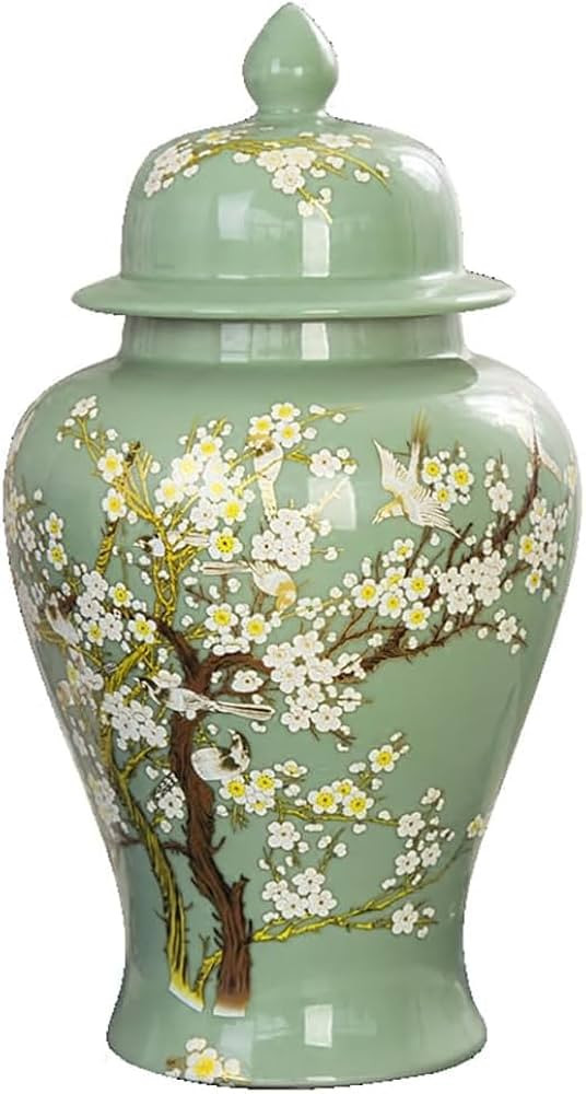 Green Porcelain Ceramic Ginger Jar with Lid,Multi Purpose Porcelain Storage Jar,Temple Jar for Ho... | Amazon (US)