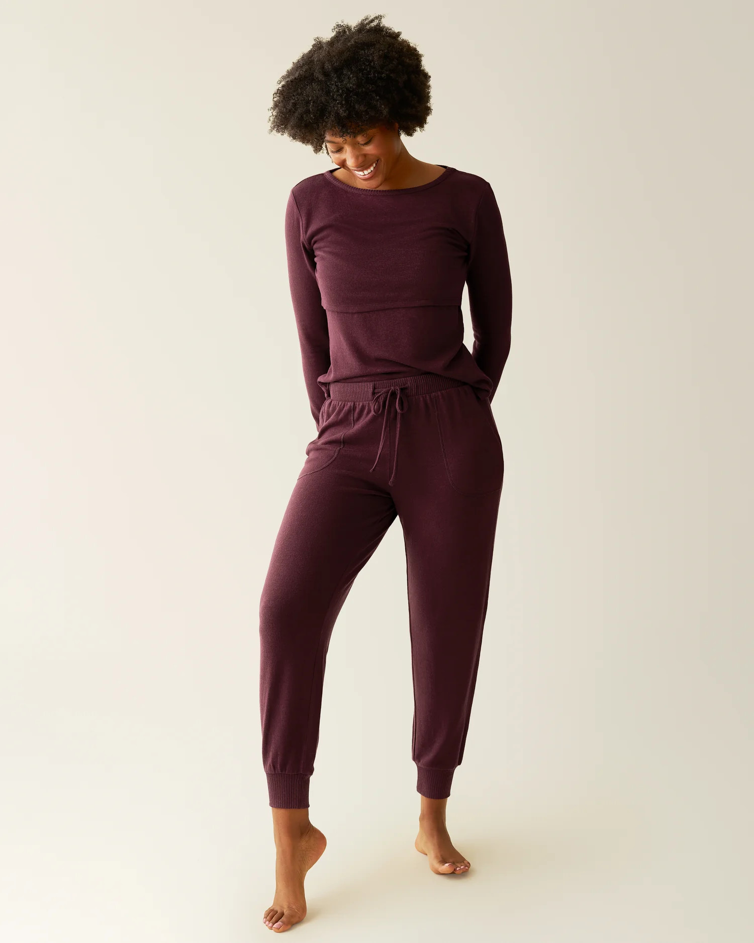 CozyKnit Nursing Pajama & Lounge Set | Deep Burgundy - Kindred Bravely | Kindred Bravely