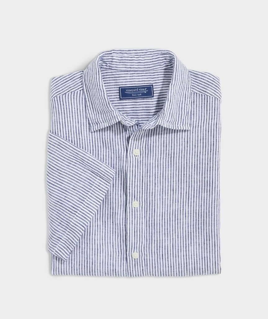 Linen Short-Sleeve Stripe Shirt | vineyard vines