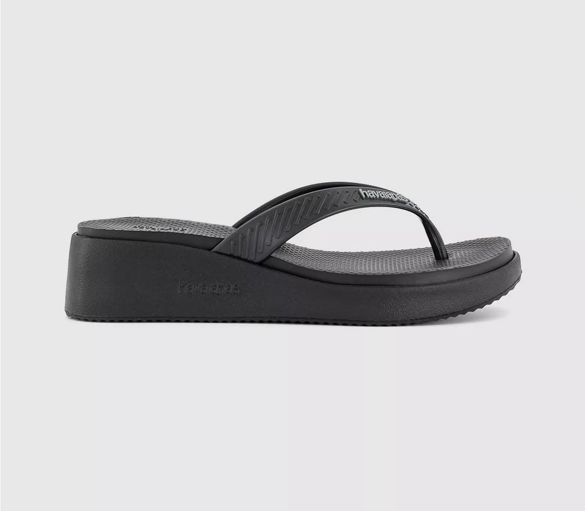 Havaianas High Platform Flip Flops Black - Holiday Shop | Office Shoes (UK)