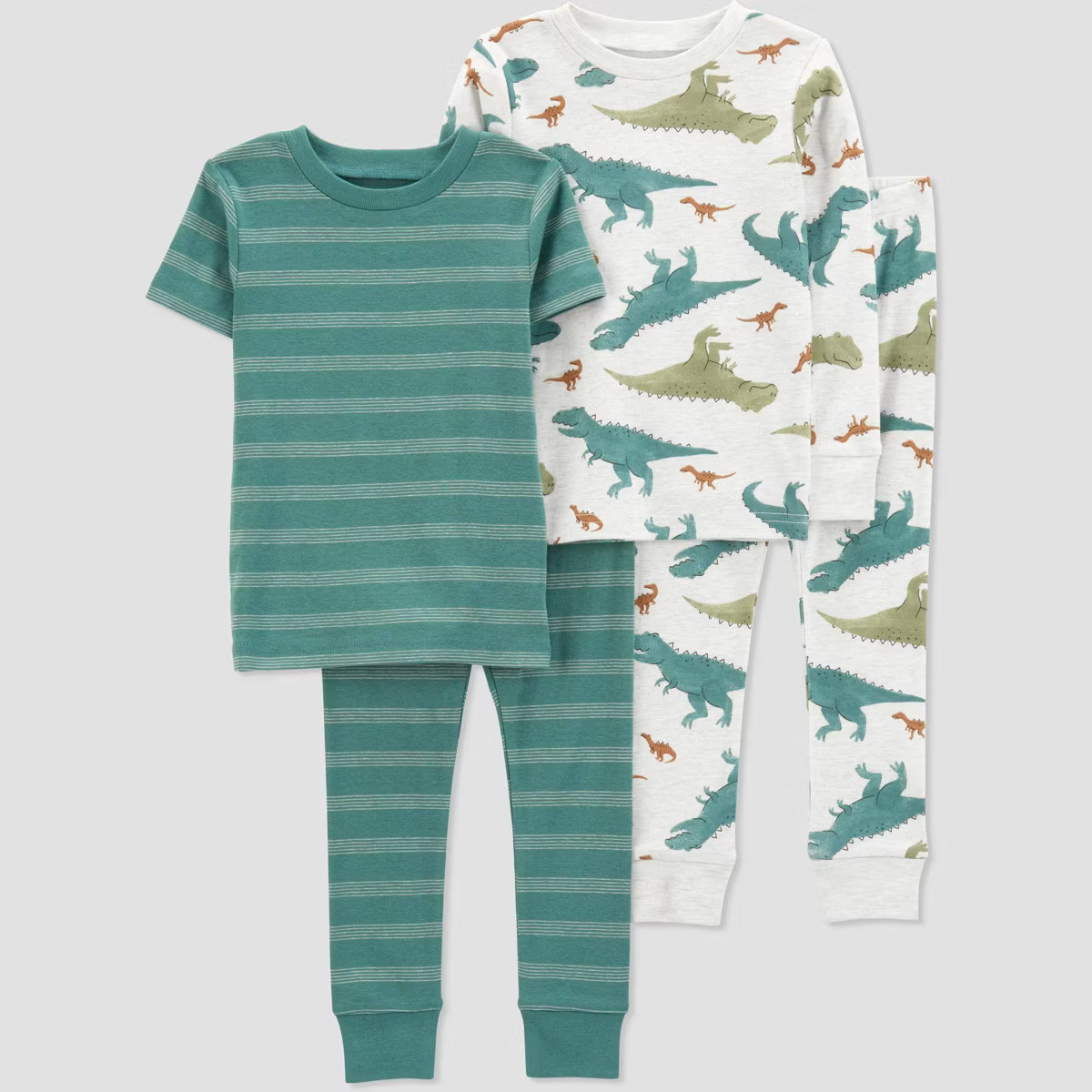 Carter's Just One You®️ Toddler Boys' 4pc Cotton Dinos and Striped Pajama Set - Green/Gold 3T | Target