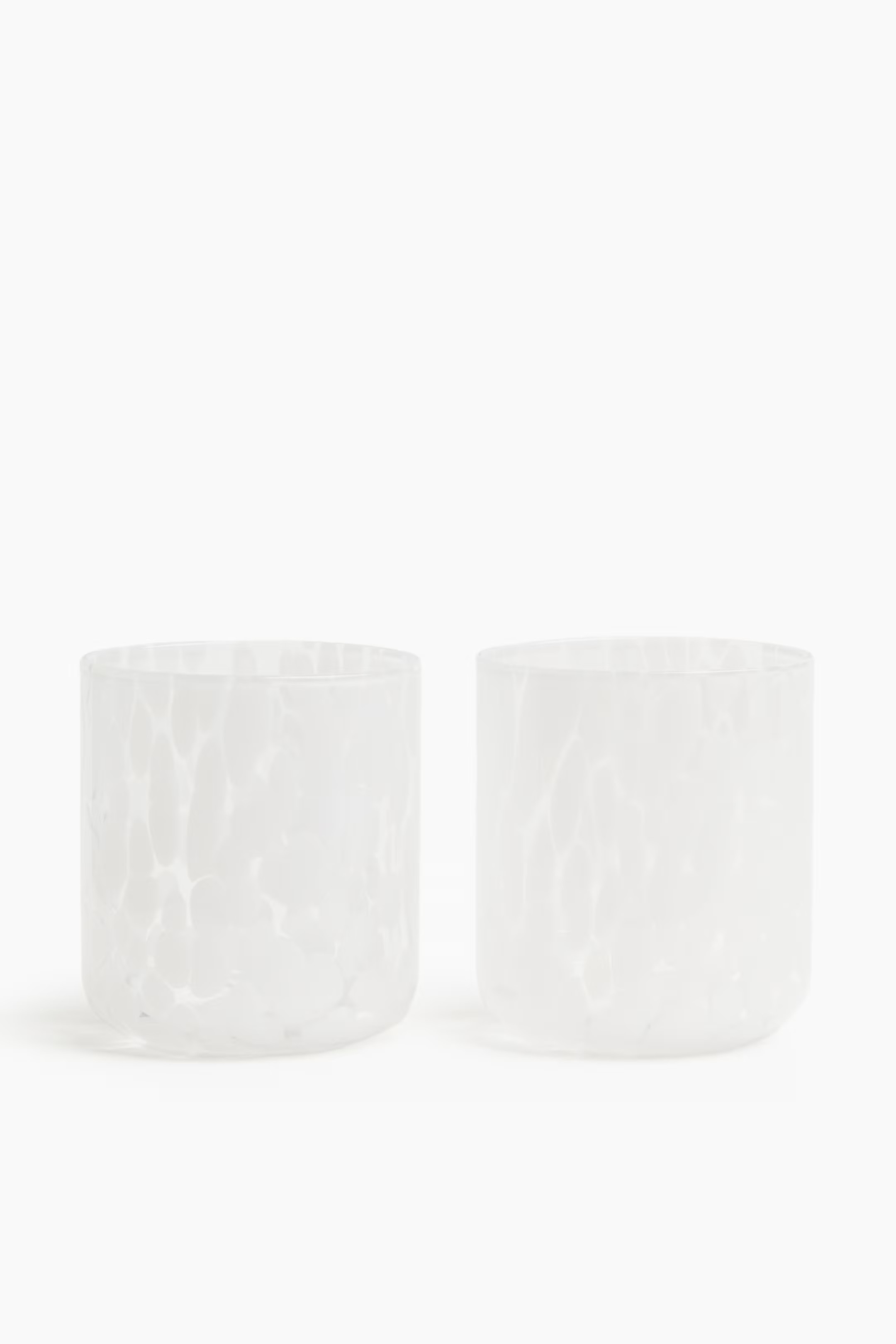 2-pack Patterned Tumblers - Clear glass/white - Home All | H&M US | H&M (US + CA)