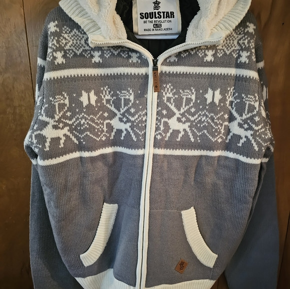 SOULSTAR BE THE REVOLUTION  UNISEX SWEATER JACKET GREY WHITE NEW W/ TAGS | Poshmark