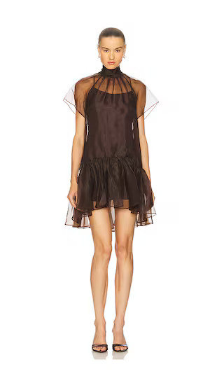 Beaux Tiered Mini Dress in Chocolate | Revolve Clothing (Global)