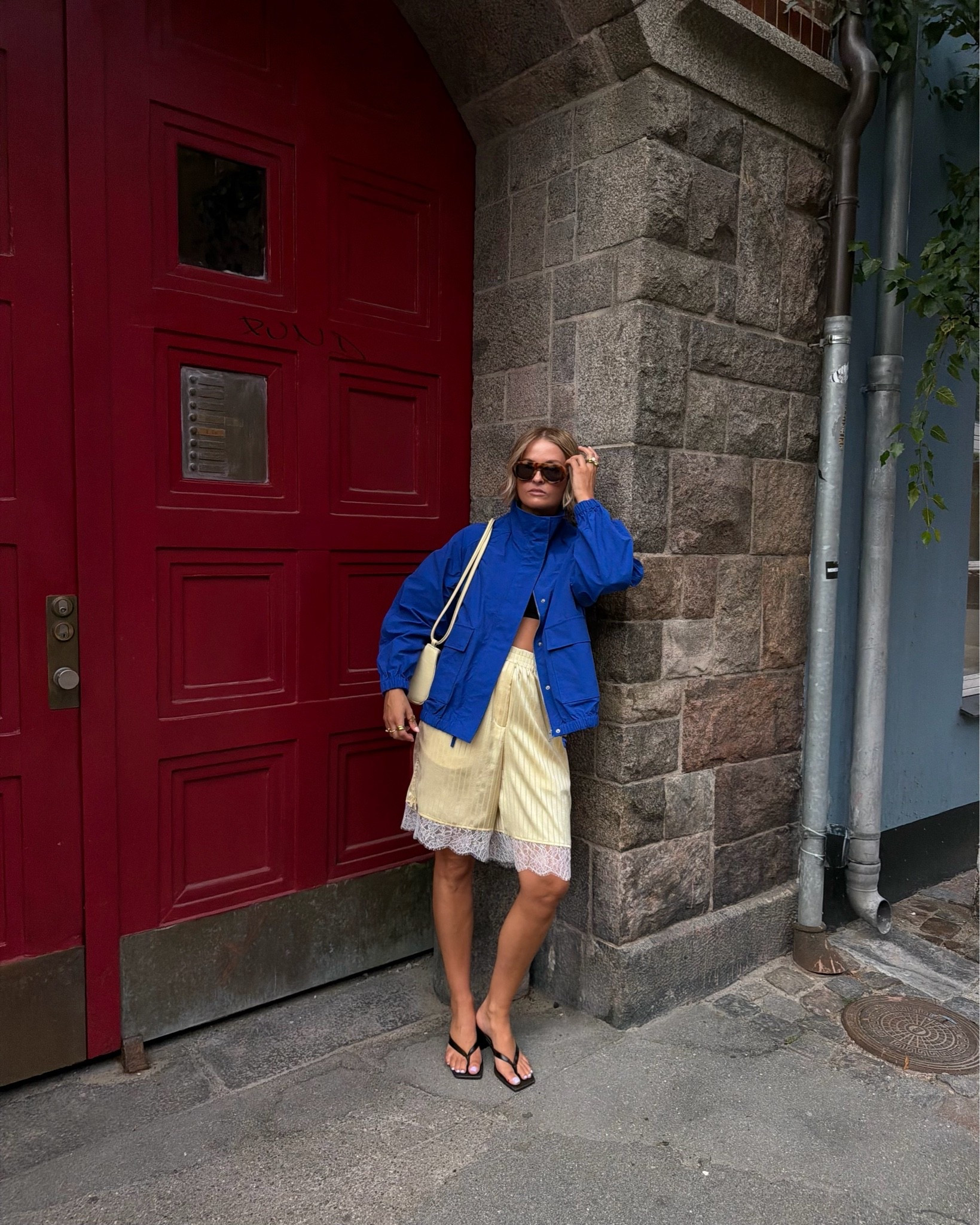Nobody’s child blue jacket size 10

Linked alternatives but for the rest the originals are:
Shorts: ulanka
Heels: Meraki
Glasses: Jimmy fairly 
Bag: the mar store 

Copenhagen fashion week

#LTKsummer #LTKFashionMonth