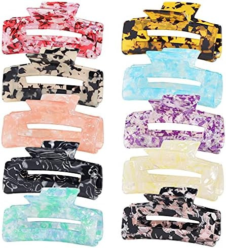 4Pcs Large Hair Claw Clips - Acrylic Big Hair Clips for Thick Hair Strong Hold Hair Jaw Clips Non... | Amazon (US)