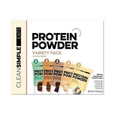 Clean Simple Eats Protein Powder Variety Pack - 9.4oz/10ct: Whey Protein Isolate, Chocolate, Vanilla, Mint | Target