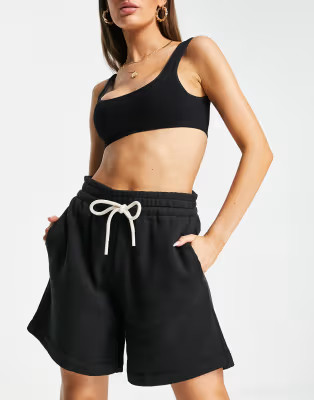 adidas Sportswear studio lounge fleece shorts in black | ASOS (Global)