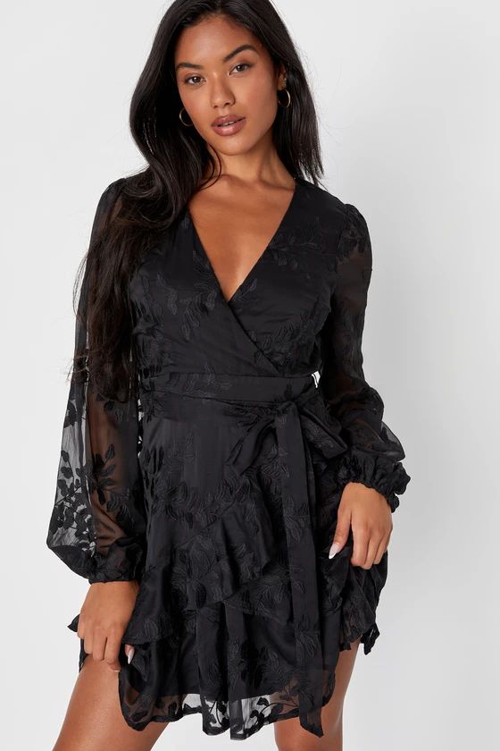 Inclined to Romance Black Floral Embroidered Mini Dress | Lulus (US)