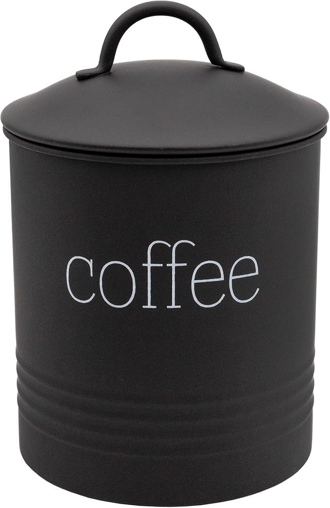 AuldHome Enamelware Black Coffee Canister; Modern Farmhouse Style Coffee Storage for Kitchen | Amazon (US)