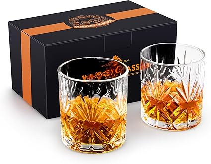 Rosoenvi Whiskey Glass Set of 2, Old Fashioned Glasses with Gift Box, 10oz Rocks Glasses Barware ... | Amazon (US)