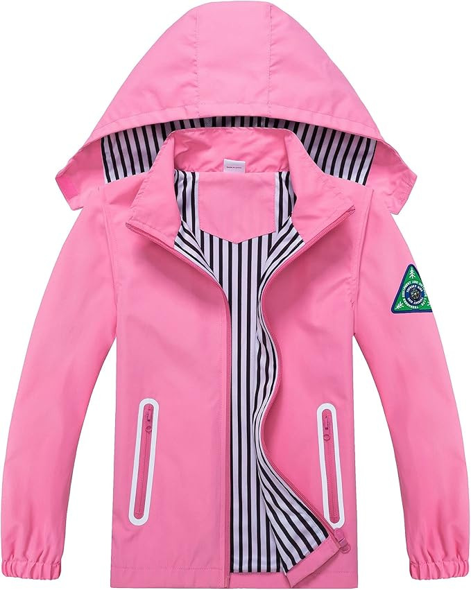 Waterproof Hooded Jacket for Boys Girls,Kids Raincoats Outdoor Windbreaker Dinosaur Rain Jacket | Amazon (US)