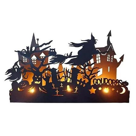 TONKBEEY Flying Witch Silhouette Candle Holder Halloween Candle Holder for Home Decor | Walmart (US)