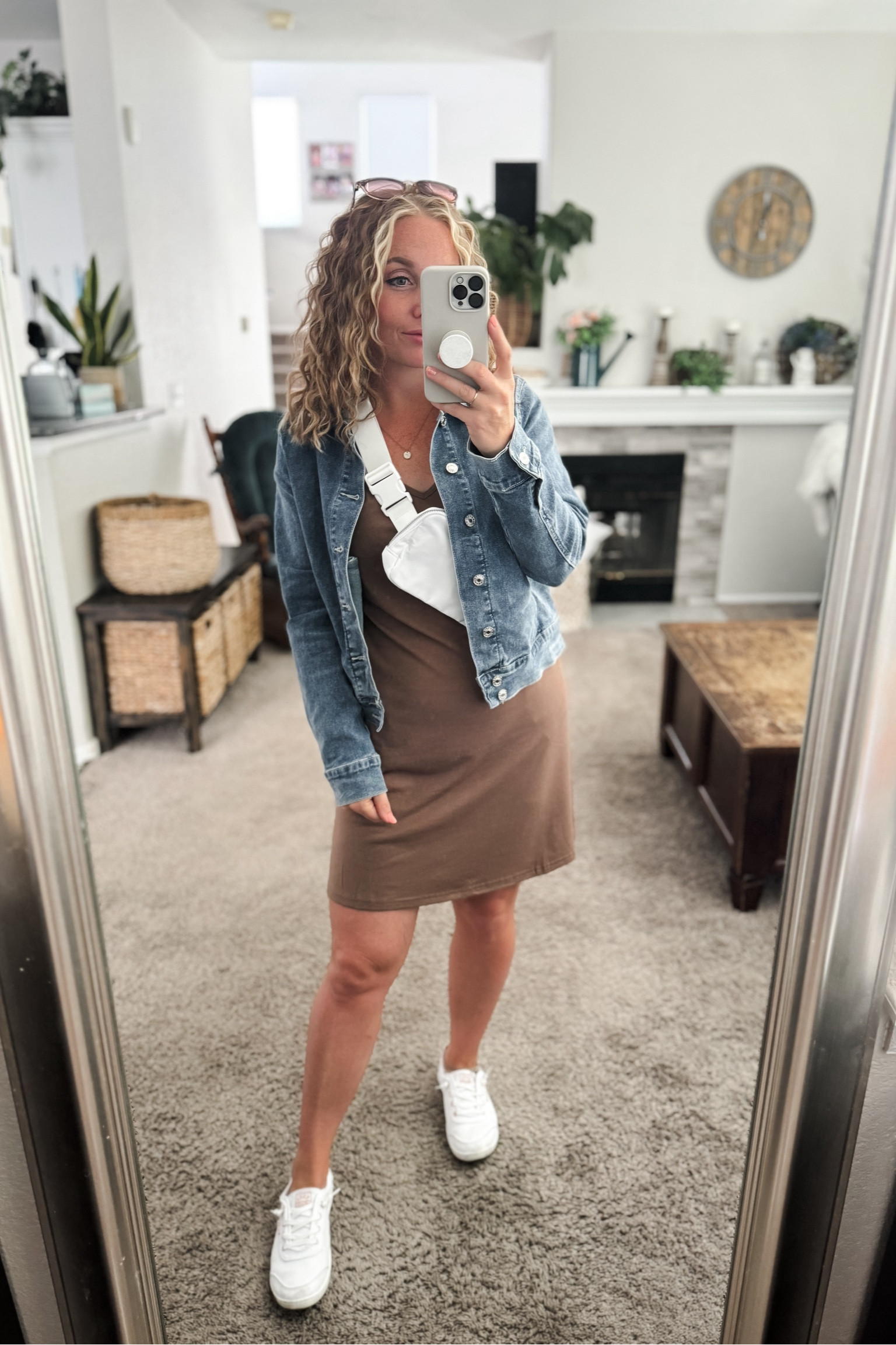 Early fall outfit with a brown dress, denim jacket, white belt bag, and white sneakers. Everything fits TTS

//Fall outfits 2024, fall fashion finds, fall favorites amazon,petite amazon fashion, casual mom outfit ideas, fall outfit amazon, amazon outfit ideas, casual outfit ideas, outfit inspo, casual fashion, amazon fall fashion, amazon casual outfit fall, cute casual outfit, outfit ideas fall, amazon shoes, amazon bag, purse, size 4-6, casual fall outfits, casual outfit ideas everyday, fall tops, fall fashion, fall bags, autumn outfit

#LTKStyleTip #LTKItBag #LTKShoeCrush