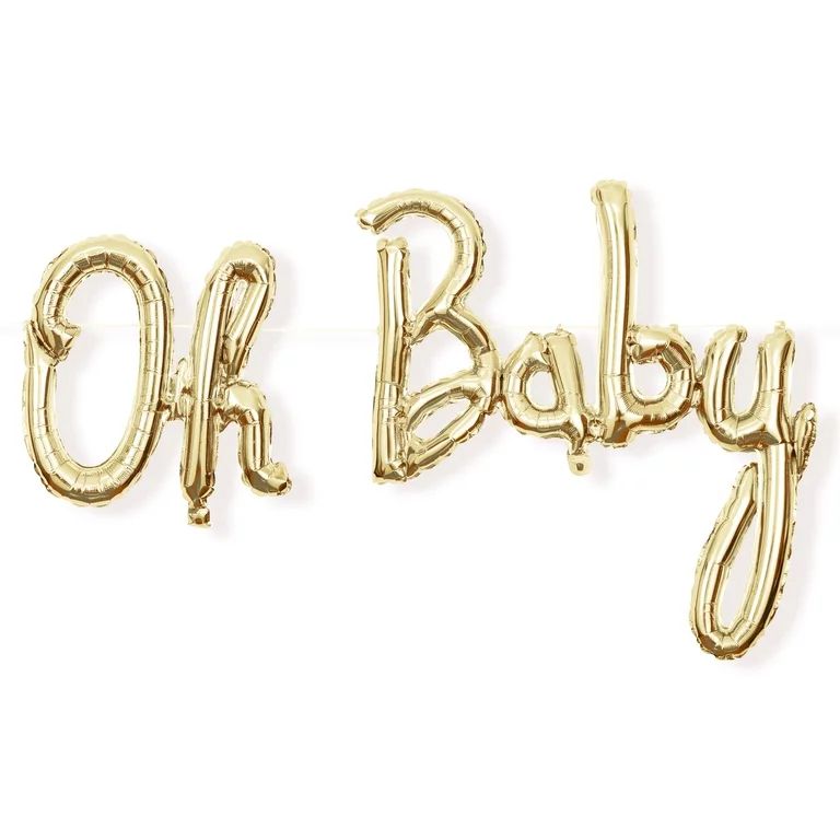 Way to Celebrate! Gold "Oh Baby" Baby Shower Balloon Banner, 55.5in x 36.5in | Walmart (US)