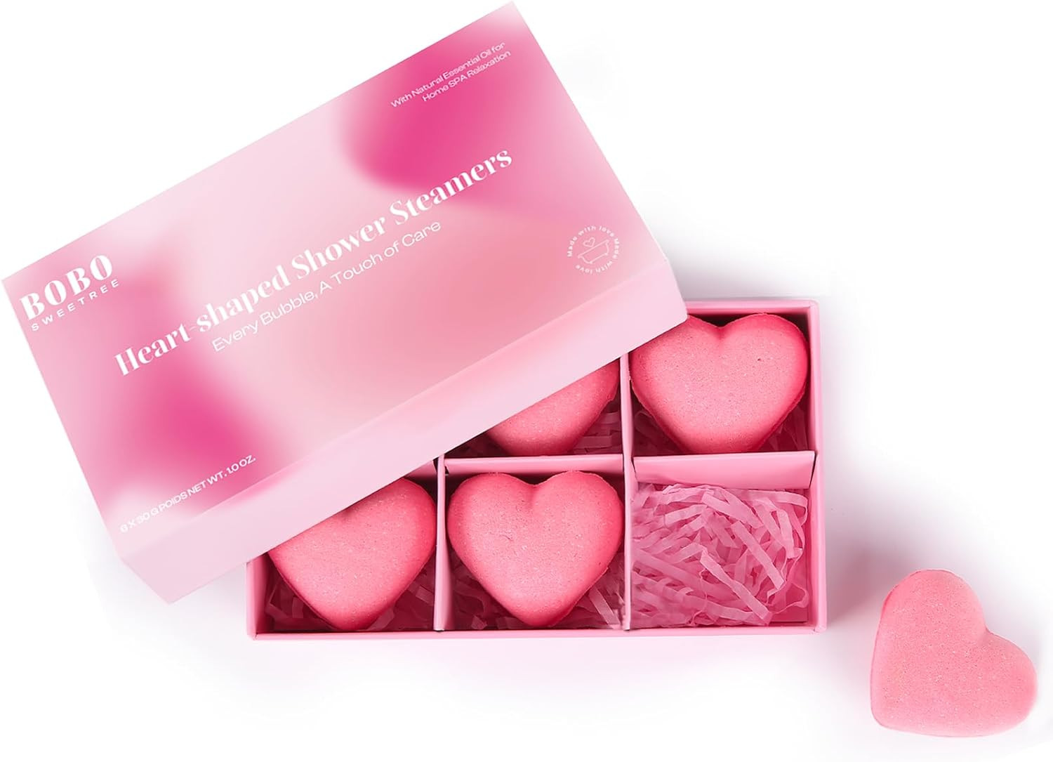 Shower Steamers Aromatherapy Heart-Shaped Pink with Rose Scent Natural Essential Oil for Self Car... | Amazon (US)