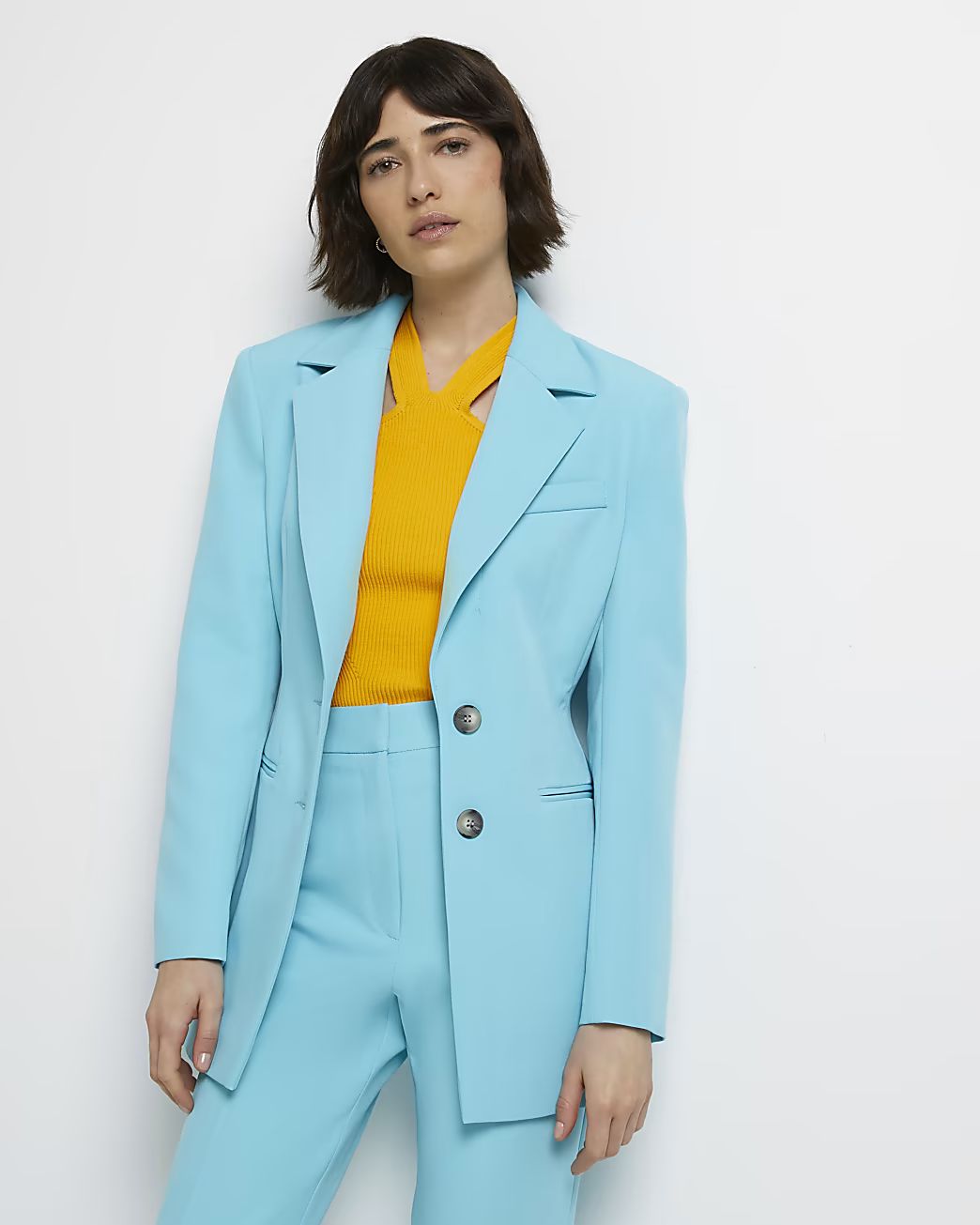 Blue tailored blazer | River Island (UK & IE)