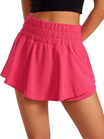 CRZ YOGA Athletic Shorts for Women High Waisted Flowy Ruffle Skirt Overlay for Workout Running Te... | Amazon (US)