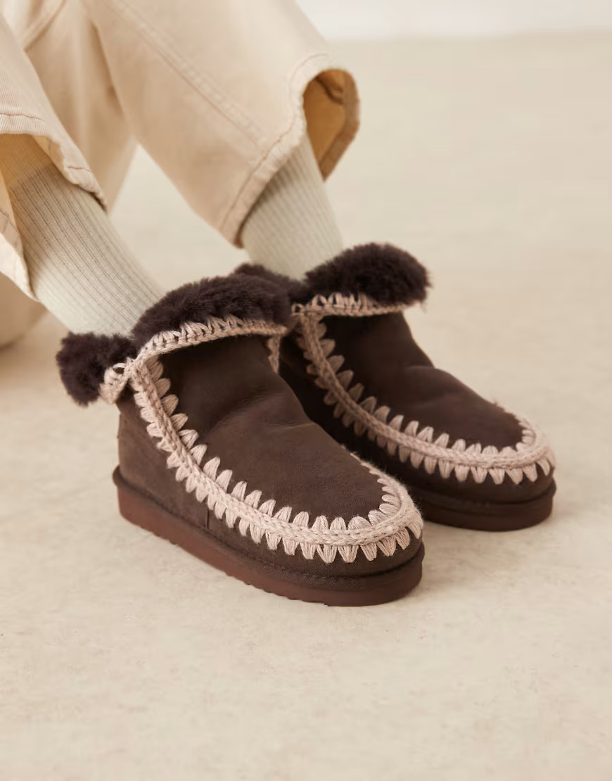 Mou 18 shearling lined suede boots in mocha brown | ASOS (Global)