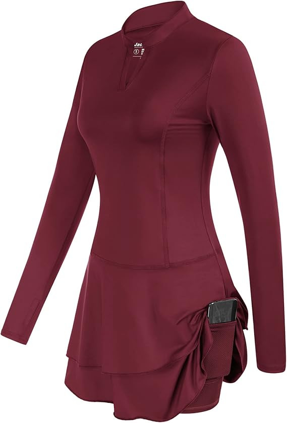 JACK SMITH Women Athletic Dresses with Shorts Long Sleeve Golf Tennis Dress Pockets with Thumb Ho... | Amazon (US)