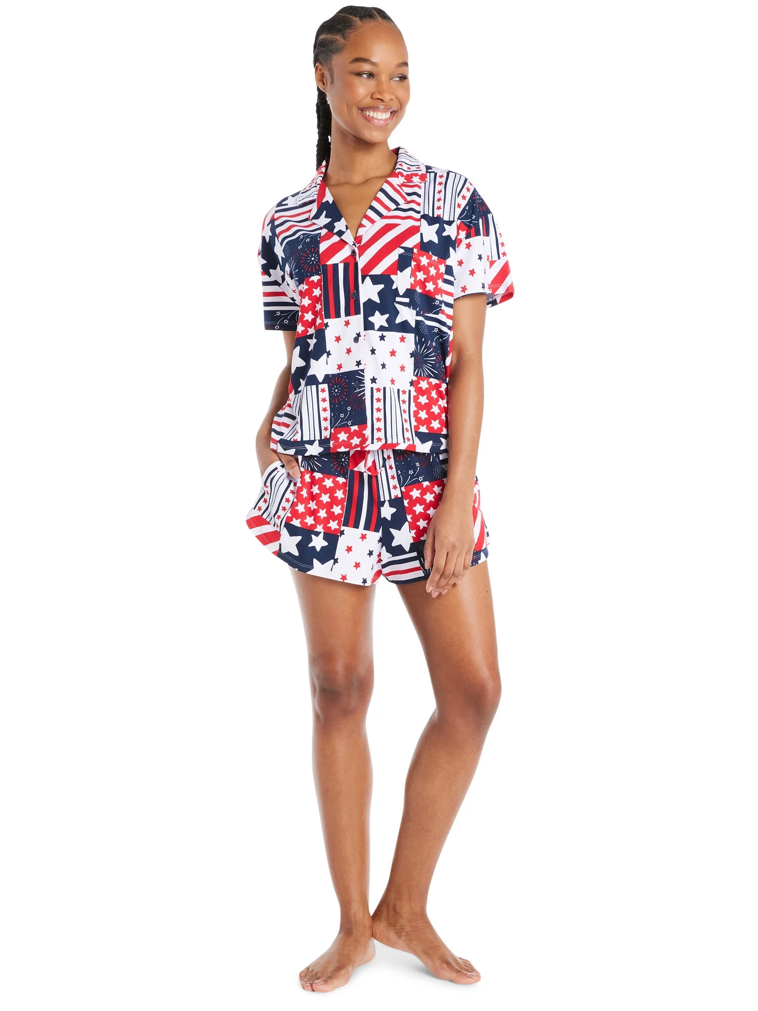 4th of July Women’s Shorty Pajama Set by Way to Celebrate, 2-Piece, Sizes XS to 3X | Walmart (US)