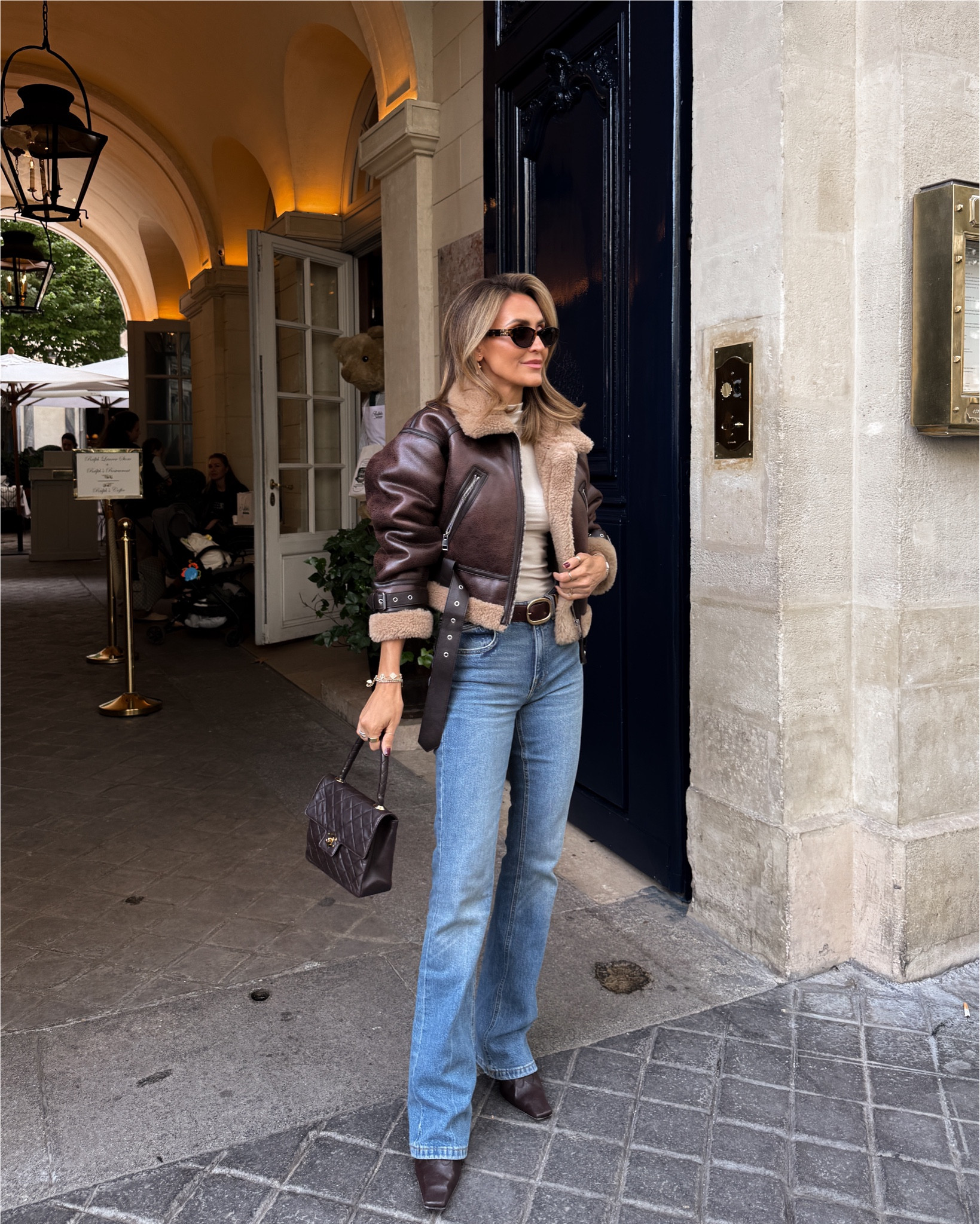 Cool aviator jacket and bootcut jeans outfit I wore in Paris last year! Linking similars to achieve this look! 

#LTKootd #LTKSeasonal #LTKOver40