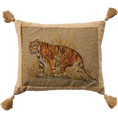 Mina Victory Vintage Tiger 19" x 23" Beige Indoor Throw Pillow | Target